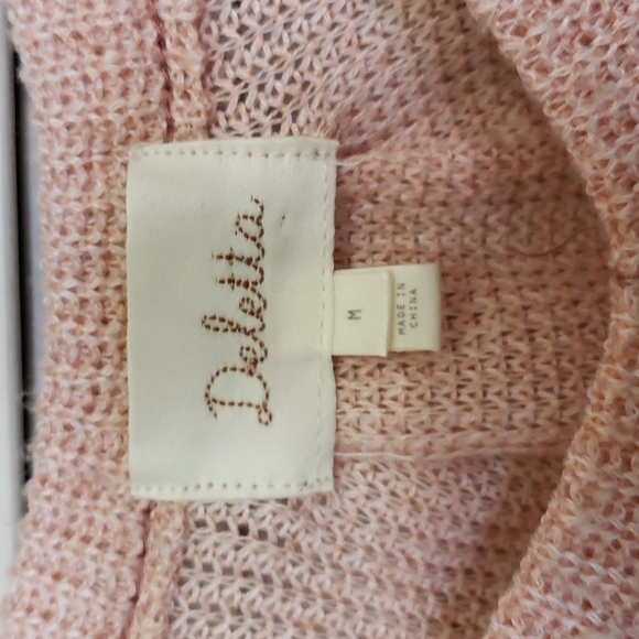 ANTHRO Deletta Oversized Cold Shoulder Waffle Knit Sweater Top, Small, Peach - Picture 11 of 13